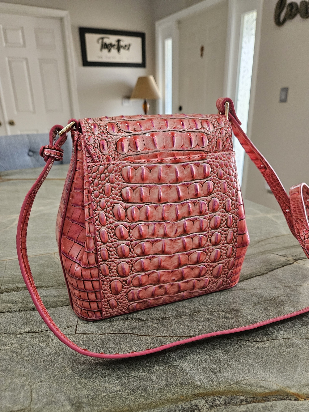 Brahmin Margo Coral Snapdragon Melbourne Leather Crossbody NWOT - Picture 5 of 12